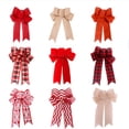 thumbnail image 6 of 4Pc Christmas Burlap Bows Knot Ribbon Bows Natural Rustic Burlap Wreath Decorative Bowknot Ornament for Christmas Tree Wreath Craft Party Decor Christmas Buffalo Plaid Bows Decorations9.5"X7.4", 6 of 9