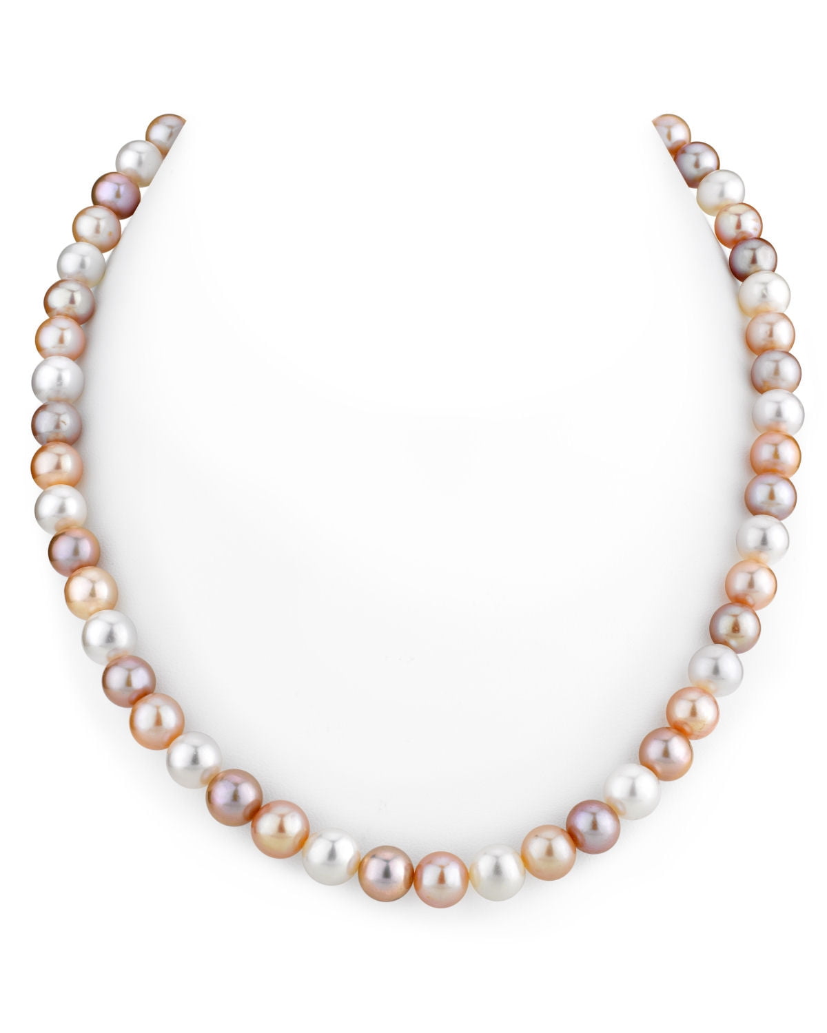 THE PEARL SOURCE 8-9mm AAA Quality Round Multicolor Freshwater Cultured Pearl Necklace for Women in 18 Princess Length