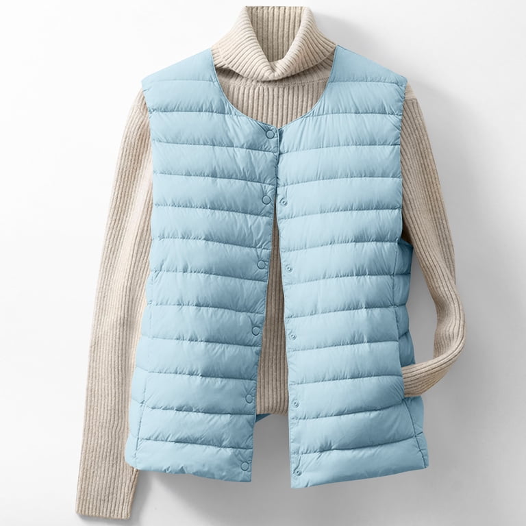 Feancey Women's Collarless Down Vest Lightweight Packable Puffer