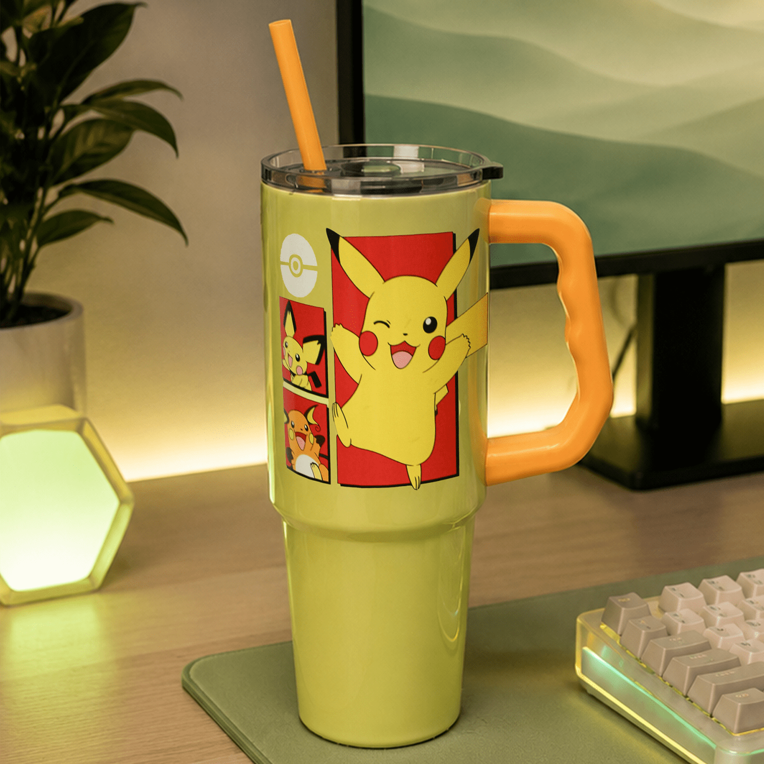 Pokémon Pikachu Evolutions 30 fl oz Stainless Steel Tumbler with Handle and Straw