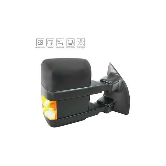 Right Passenger Side Power Mirror - Tow Type, with Heated Dual Glass, Power Folding, Telescoping, Turn Signal, Memory - Compatible with 2011 - 2016 Ford F-250 Super Duty 2012 2013 2014 2015