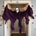 thumbnail image 2 of Halloween Skull Hanging Ghost Ornaments 13.8in Tattered Cloth Spooky Pendant Props ,Indoor Outdoor Ghost House Seasonal Decor Multi‑color Options, 2 of 5