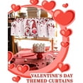 thumbnail image 5 of Valentines Day Curtain Valances for Windows, Pink Gnomes Window Valances Red Love Heart Window Treatment Rod Pocket Seasonal Holiday Valance Curtains for Kitchen/Bedroom/Bathroom 54x18 inch, 1 Panel, 5 of 6