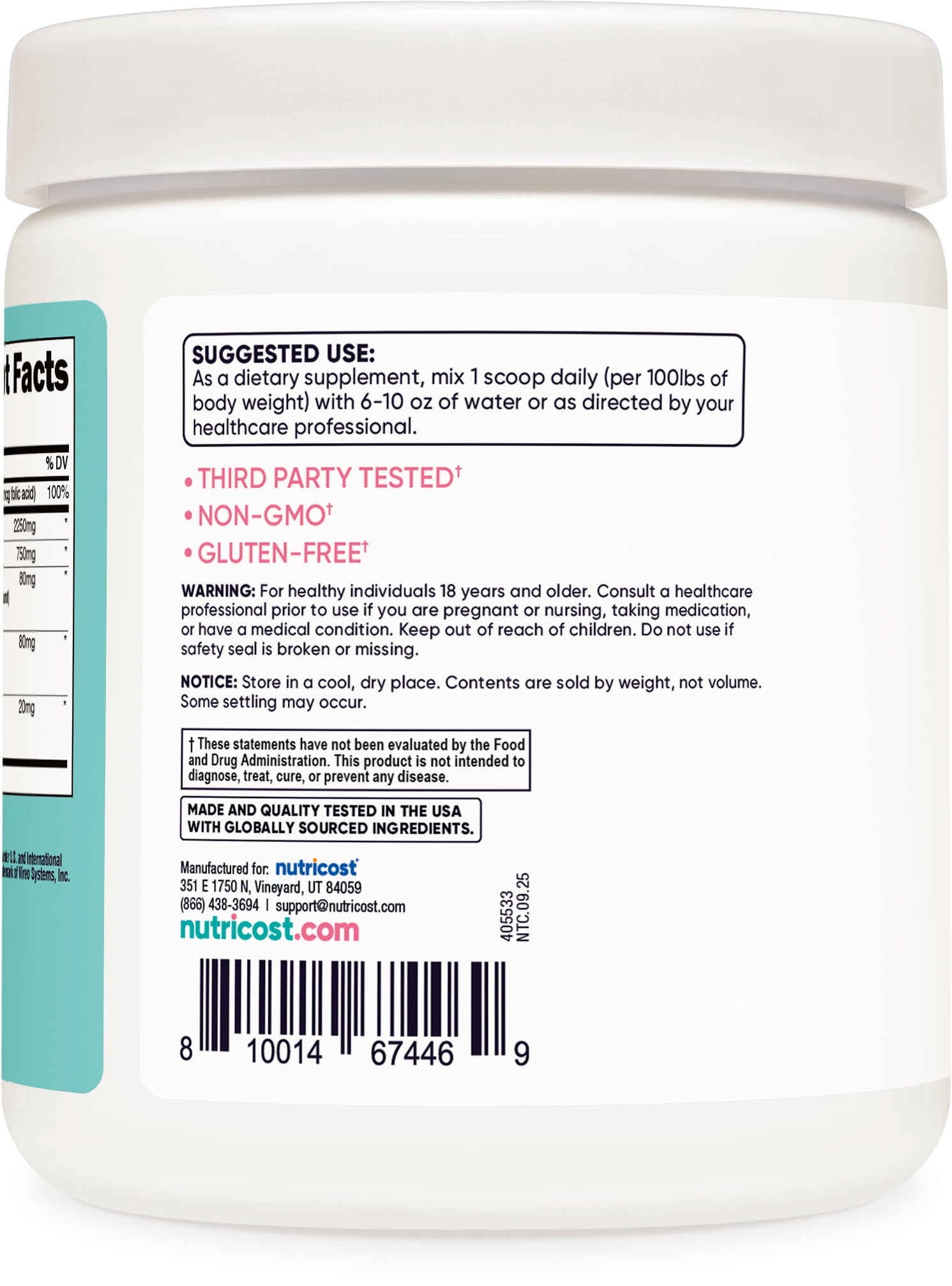 Nutricost Creatine Monohydrate Powder for Women Unflavored Supplement, 100 Servings
