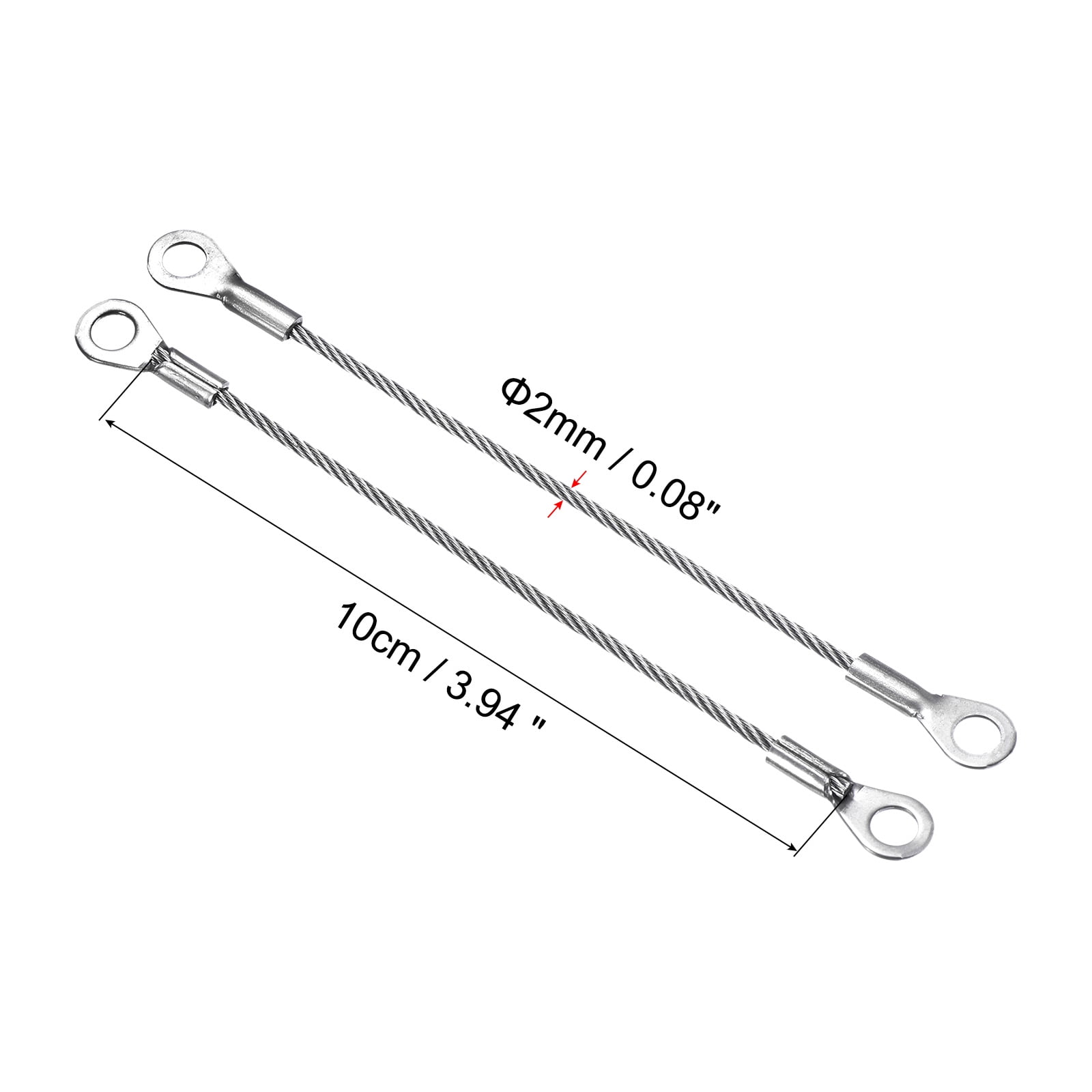 Unique Bargains Lanyard Cable Rope with Key Ring for Secure Silver Tone 2mmx10cm