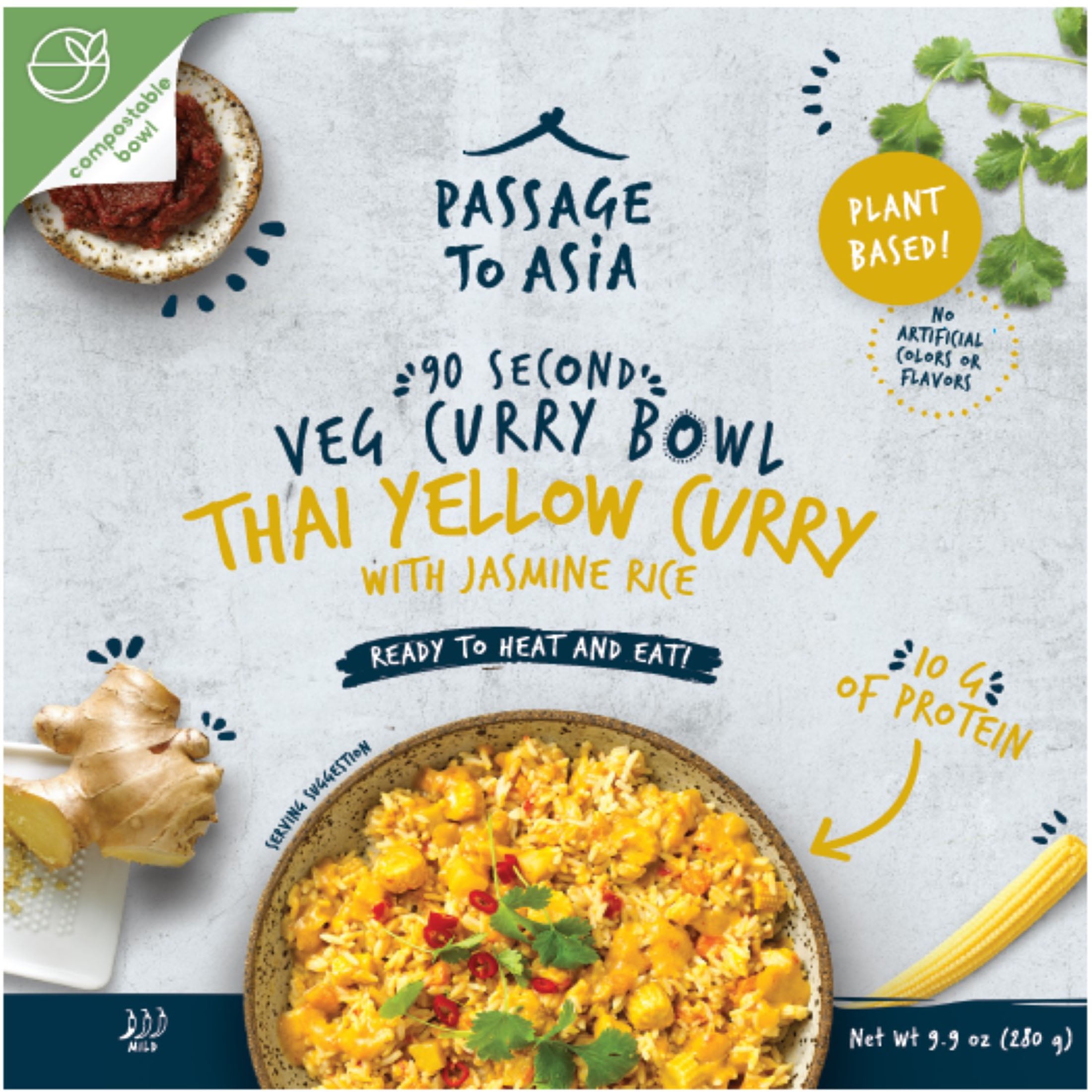 (2 pack) Passage to Asia Yellow Thai Bowl, 9.87 oz. Shelf Stable