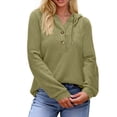thumbnail image 4 of Fantaslook Hoodies for Women Waffle Knit Sweatshirts Drawstring Long Sleeve Tops Button V Neck Pullover, 4 of 10