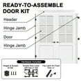 thumbnail image 3 of 64" x 80" 6-Lite Frosted Glass Double Doors with French Door Ready-to-Assemble Jamb, Solid Door, Black Levers & Hinges, Interior Door, Pre-finished & Paintable, White, 3 of 8