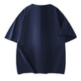 thumbnail image 3 of Dpytoraw 2025 Summer New Men's Round Neck Loose Shoulder Neck Insert Line Short Sleeve T Shirt Men’s T-Shirts Navy L, 3 of 3