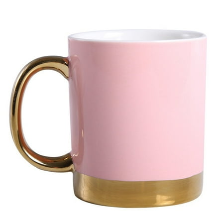 

Mug Ceramic Cup Northern Europe Simple Coffee Cup Lovers Cup with Handle Gold Handle Mug Pink