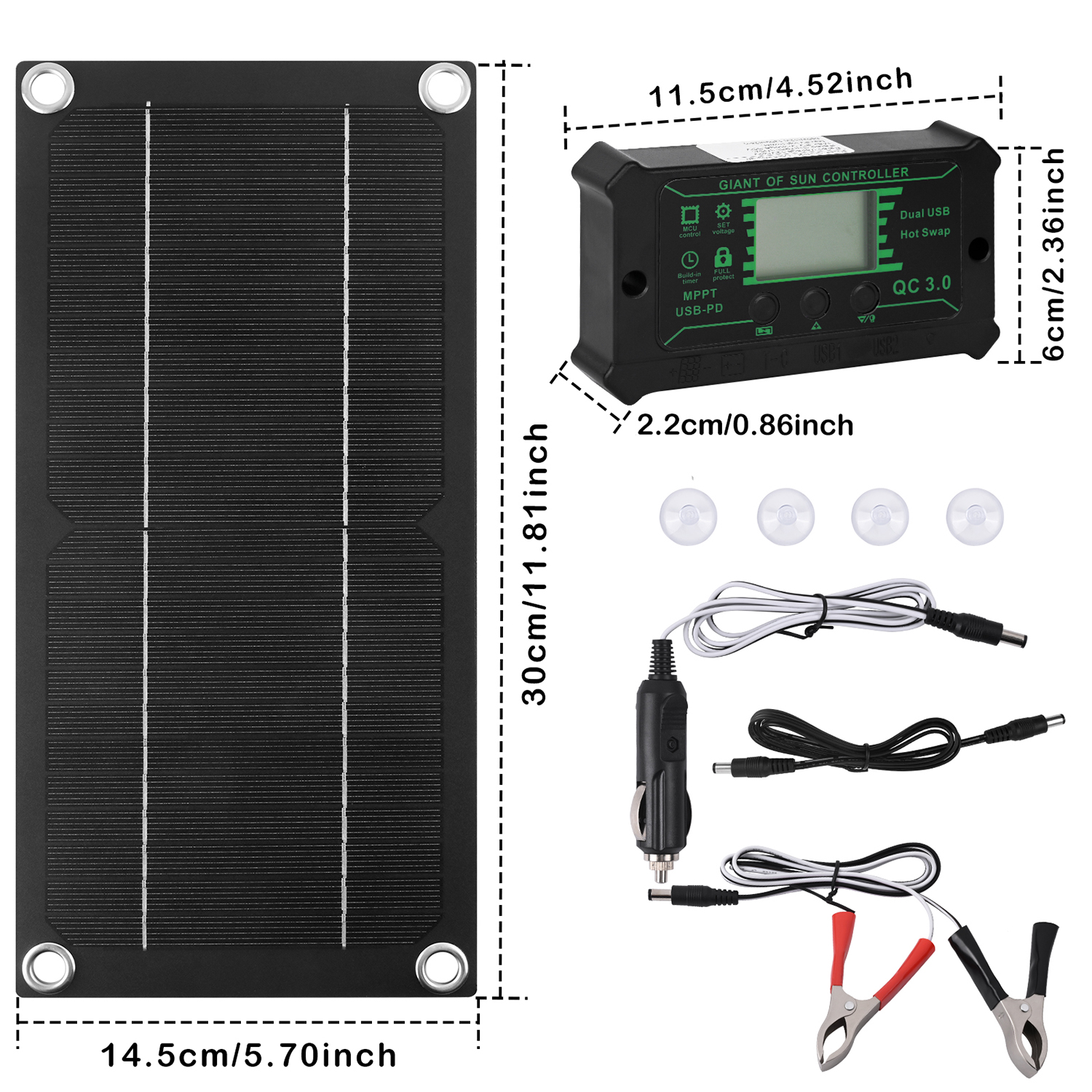 Natubeau 600WSolarPanelKit, Monocrystalline Silicon 100A Charge Controller Solar Panel Kit,Portable SolarPanelKit with Extension Cable Battery Clip for RV, Camping, OutdoorActivities