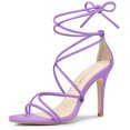 thumbnail image 1 of Sandalias de Tacón con tiras y cordones Allegra K lavanda 37, 1 of 5