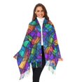 thumbnail image 3 of FORMRS Womens Scarf Winter Soft Long Big Warm Shawls Wrap Tassel Scarves, Vibrant Stained Glass Pattern, 3 of 9