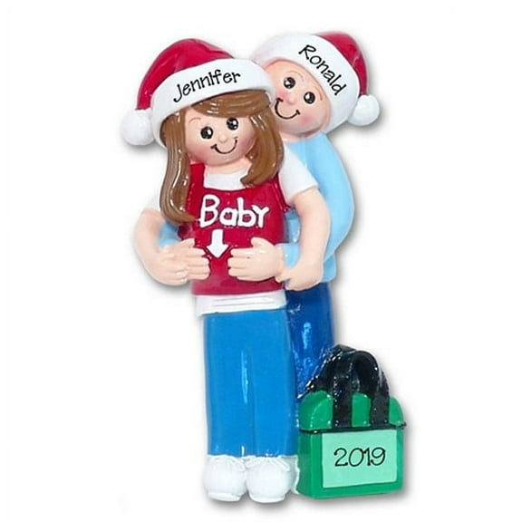 Pregnant Couple Personalized Expecting Christmas Ornament