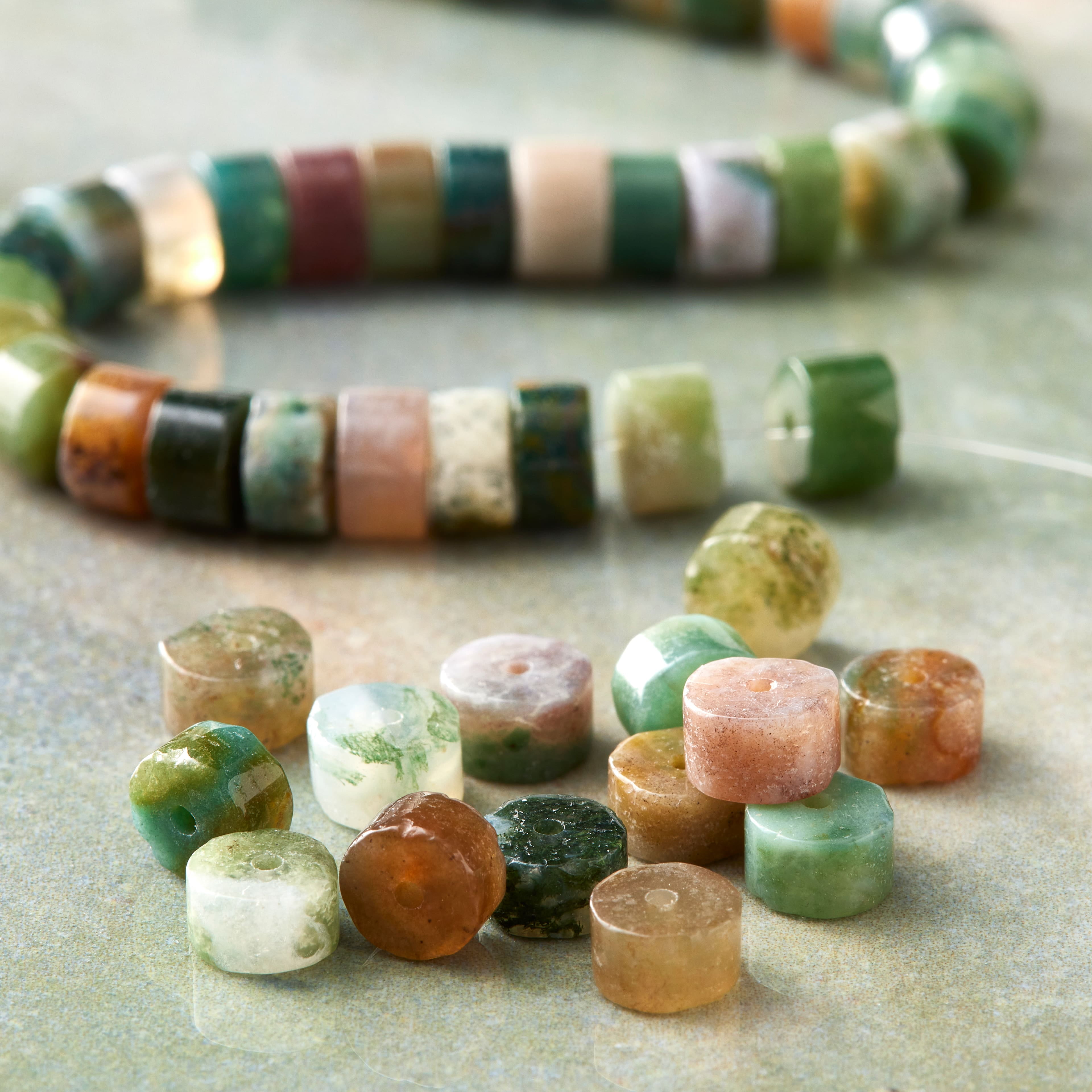 Bead Landing Green Fancy Jasper Round Heishi Beads, 6mm, 12 Pack
