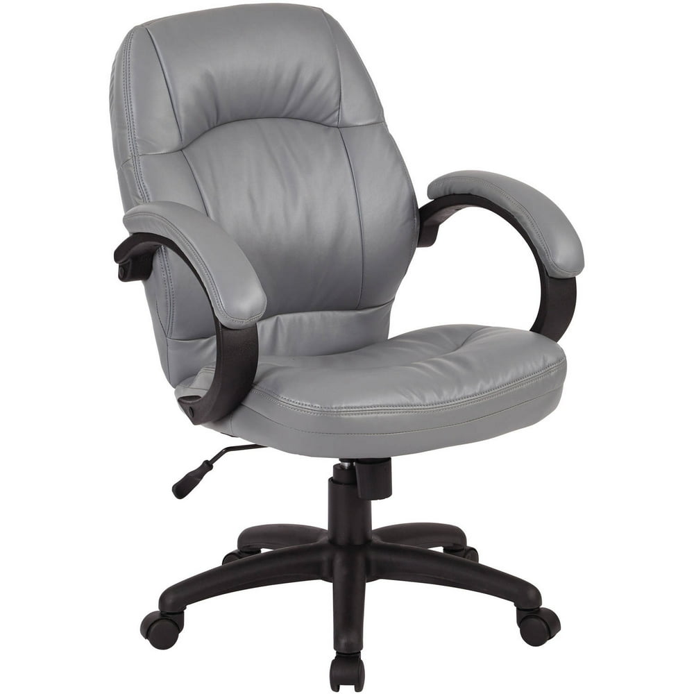 Office Star Products Deluxe Charcoal Grey Faux Leather Managers Chair