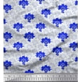 thumbnail image 1 of Soimoi Blue Cotton Duck Fabric Artistic Floral & Scale Geometric Print Fabric by the Yard 56 Inch Wide, 1 of 1