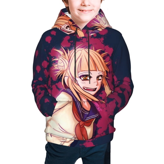 Himiko Toga Kids' Hoodie 3D Print Sweatshirt Soft Pullover Hooded with Big Pockets Fans Gifts for Boys or Girls Small