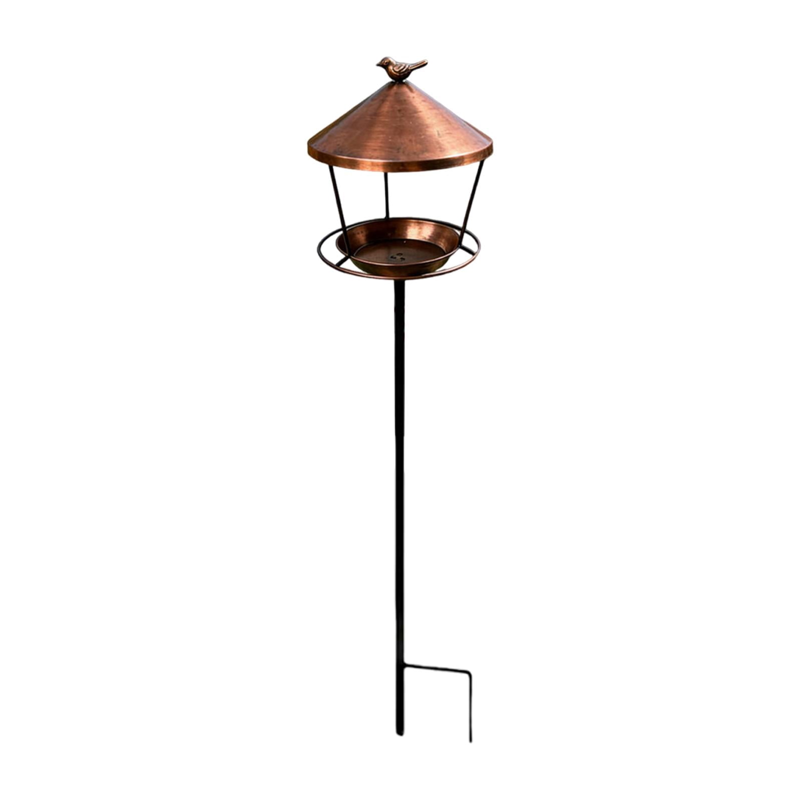 Aymzbd Antique Metal Bird Feeder Pole, Birdbath for Outdoor Birds, Bird Feeding Station bronze