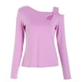 thumbnail image 6 of Bovemsi Women's Long Sleeve Tops Sleeved Shirt Ribbed Pullover Asymmetrical Neck Sexy Tight Casual Basic Long Sleeve Blouse, 6 of 6