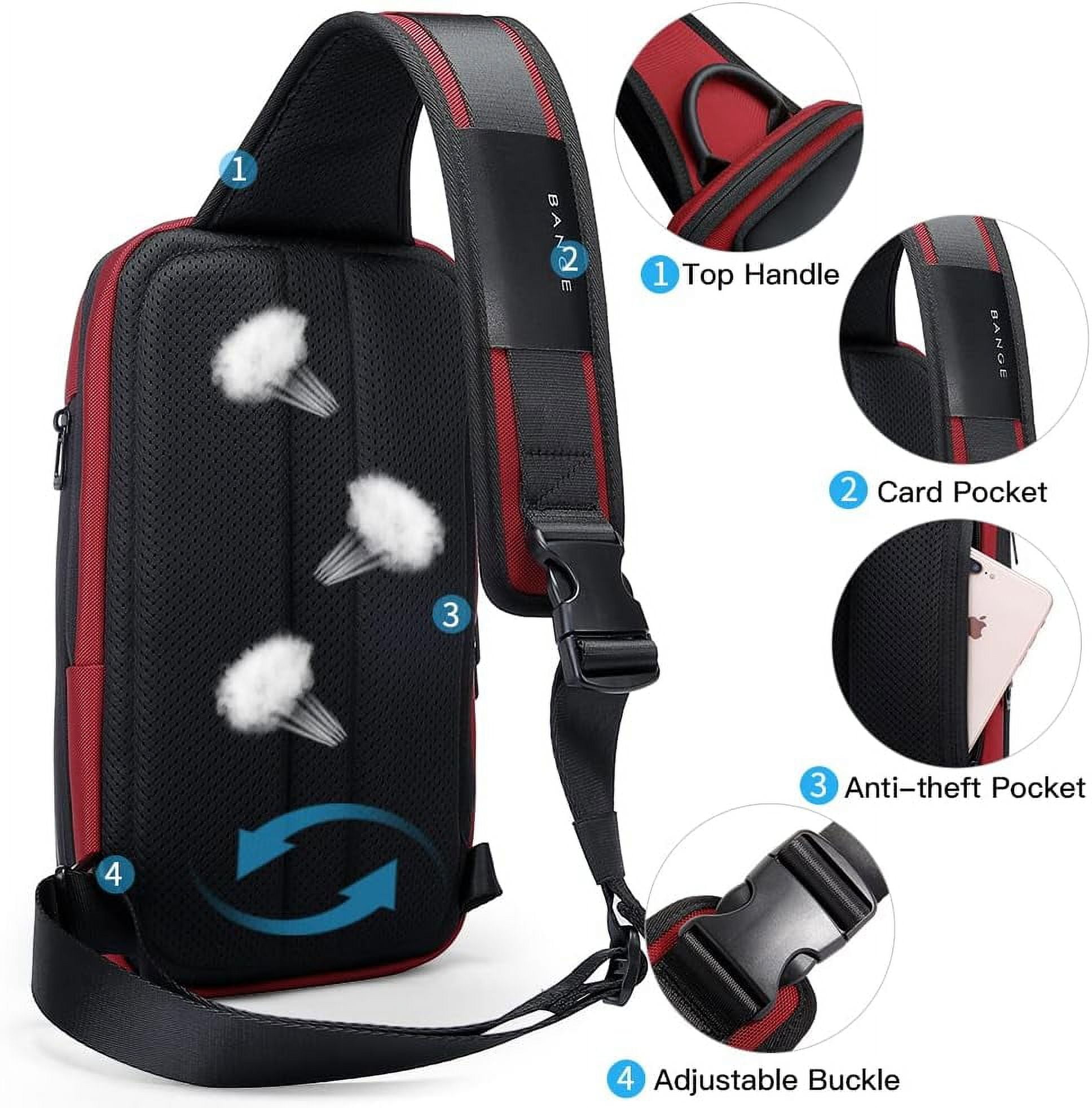 BANGE Waterproof Men's Sling Bag, Large Capacity Crossbody Backpack Durable