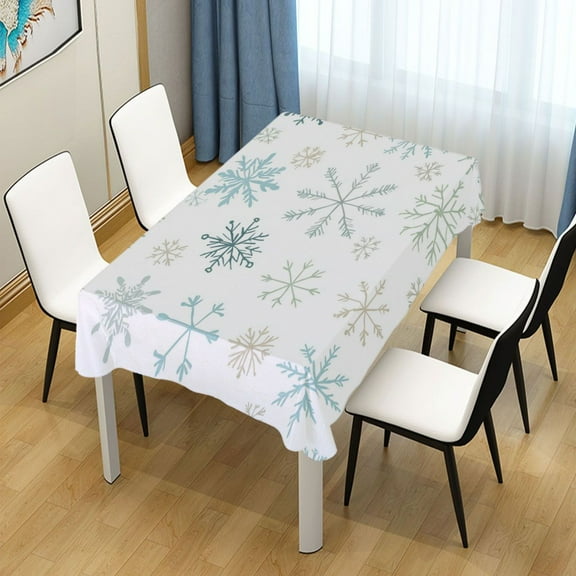 54x54 Inch Tablecloth Polyester Square Tablecloth for Home Kitchen Dinner Decor Light-colored Snowflake Pattern