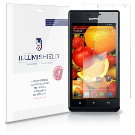 iLLumiShield Phone Screen Protector w Anti-Bubble/Print 3x for Huawei Ascend P1