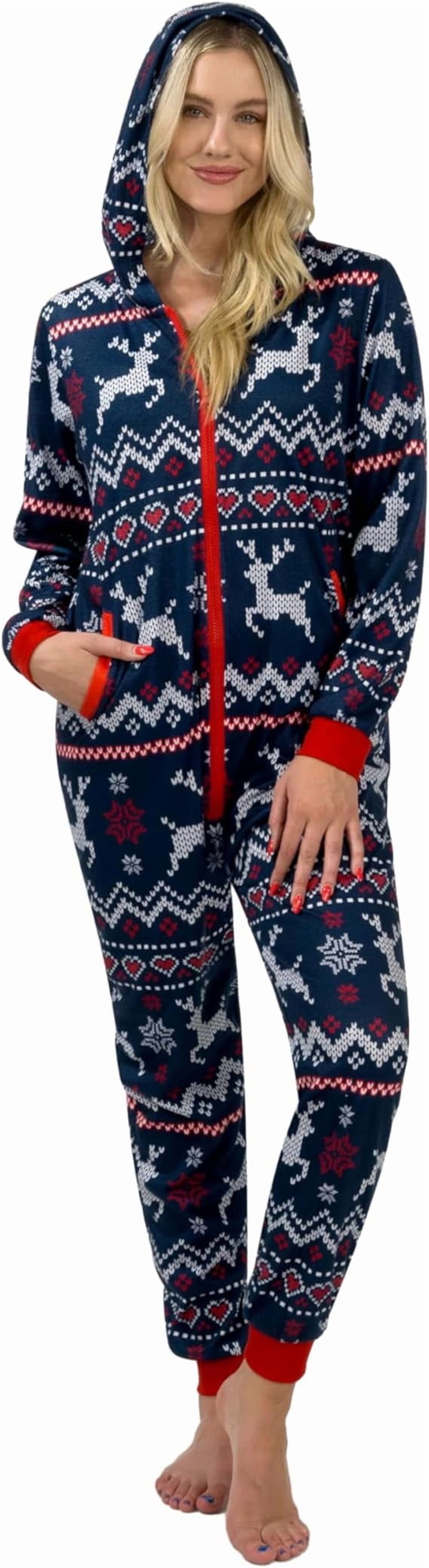 Joyfy Women's Christmas Pajamas, Adult Fleece Plaid Hoodie Full Zip Women's Pajamas, Women's Holiday Pajamas