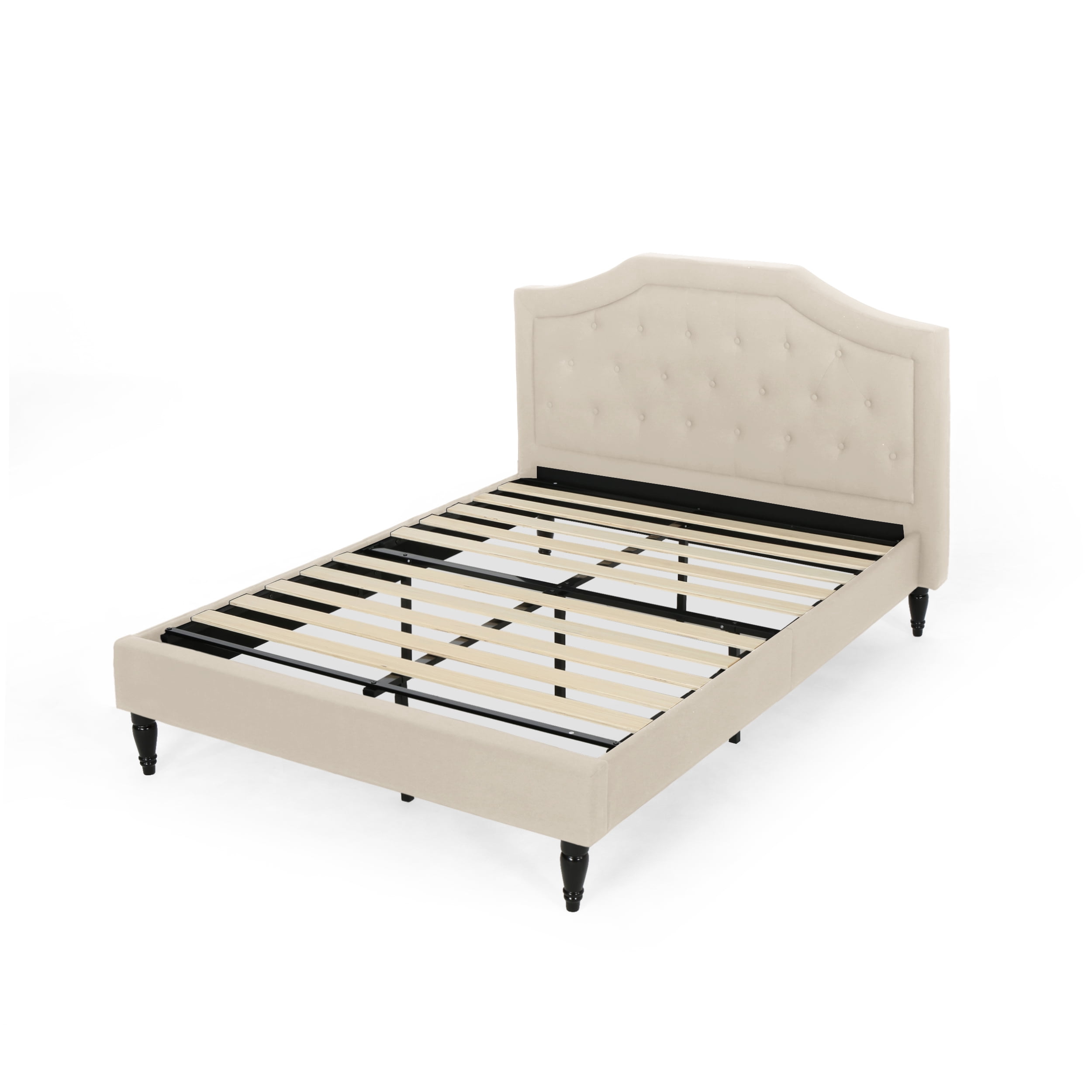 Noble House Ansley Contemporary Fabric Upholstered Queen Sized Bed Set, Beige