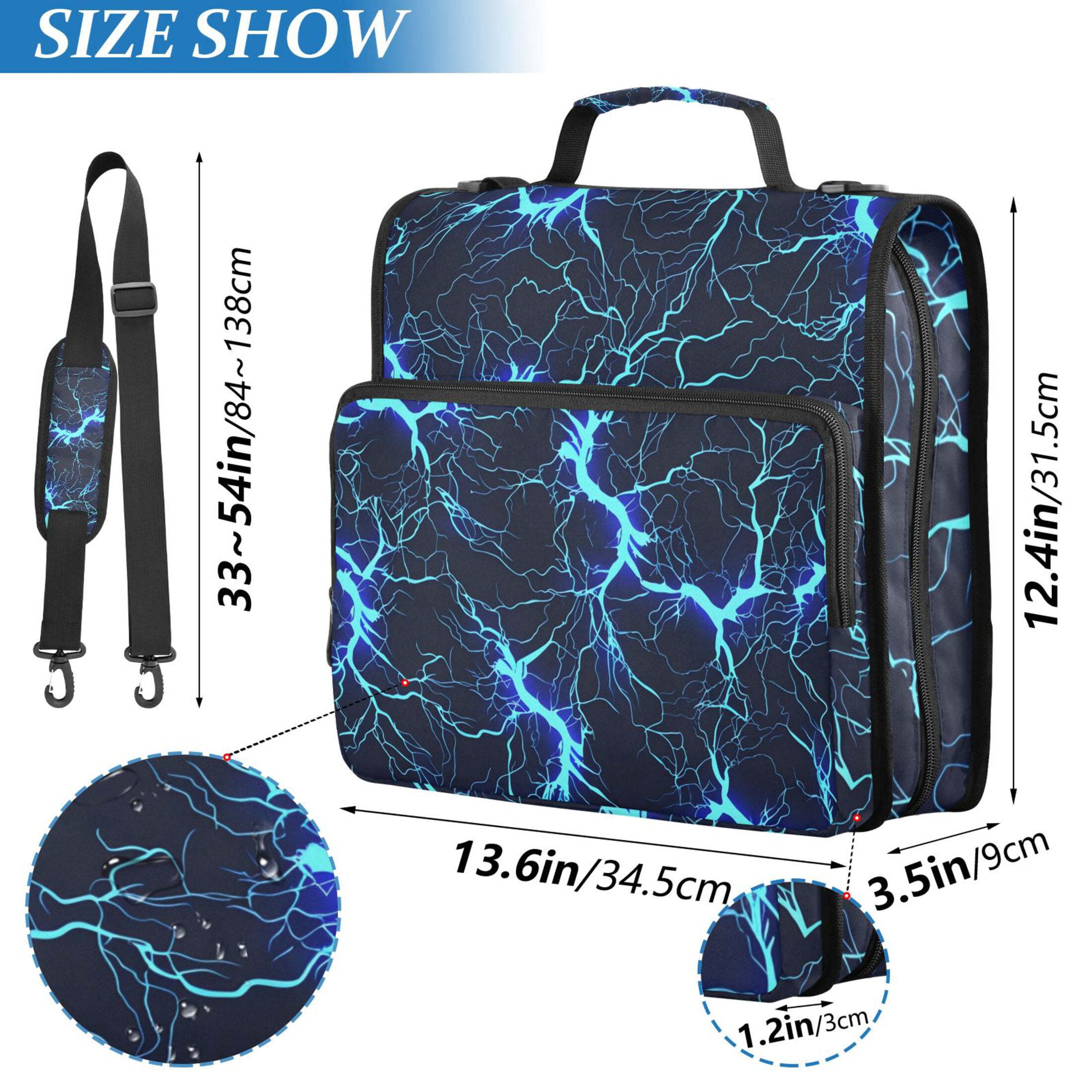 ALAZA Zipper Binder Blue Lightning 3 Ring Trapper Keeper File Folder Organizer Bag