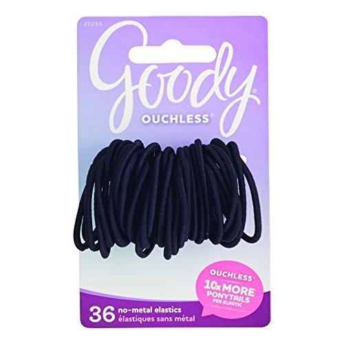Goody Ouchless Hair Elastics, Black, 36 Count (Pack of 3)
