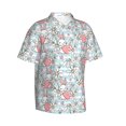thumbnail image 2 of Balery Cute Rabbit And Heart Print Men's Hawaiian Shirts Short Sleeve Beach Shirt Relaxed Fit Vacation Button Down Shirts-Small, 2 of 9