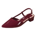 thumbnail image 4 of Rokment Womens Pointed Closed Toe Dressy Sandals Summer Fall Fashion Casual Leather Chunky Block Low Heels Slip on Slingback Dress Shoes for Business Office Wine Size 6.5, 4 of 4