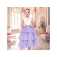 thumbnail image 2 of Sunny Fashion Girls Dress Purple Lace V Neck Tulle Layered Party Wedding Birthday Pageant 8 Years, 2 of 7