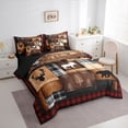 thumbnail image 3 of Castle Fairy Jungle Bear Deer Bedding Comforter Set,Geometric Grid Queen Bedding Sets, 3 of 8