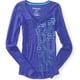 thumbnail image 1 of Camiseta gráfica con purpurina Aeropostale morado extragrande, 1 of 1