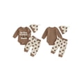 thumbnail image 2 of Loicainy Infant Baby Boy Fall Outfits 3 6 12 18 Months Football Letter Embroidered Long Sleeve Romper Pants and Knot Hat 3 Piece Clothes Set, 2 of 8