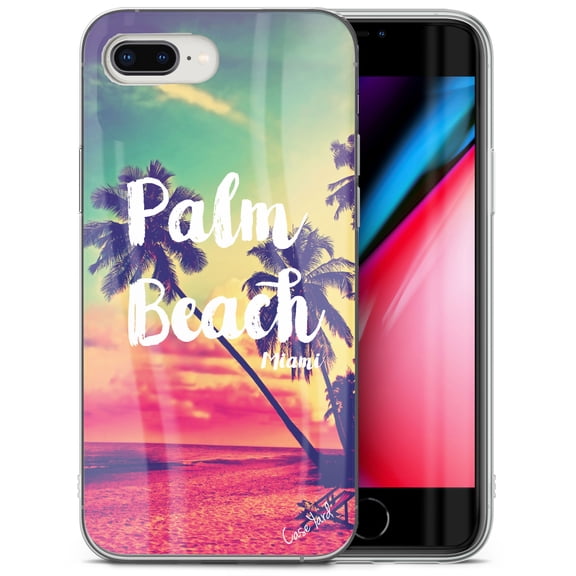 Case Yard iPhone-8-Plus Case Clear Soft & Flexible TPU Ultra Low Profile Slim Fit Thin Shockproof Transparent Bumper Protective Cover Drop Protective Cell Phone Cases (Palm Beach)
