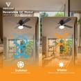 thumbnail image 6 of 42 Inch Ceiling Fan Traditional: Flush Mount with LED Light - Pull Chain Control- Dual Finish Blades - Reversible for Bedroom, Office, Living Room（Matte Black）, 6 of 7