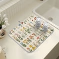 thumbnail image 4 of Yayeee Dish Drying Mat for Kitchen Counter 16" x 18" Microfiber Super Absorbent Coffee Decorative Pad, Beige Wildflowers, 4 of 9