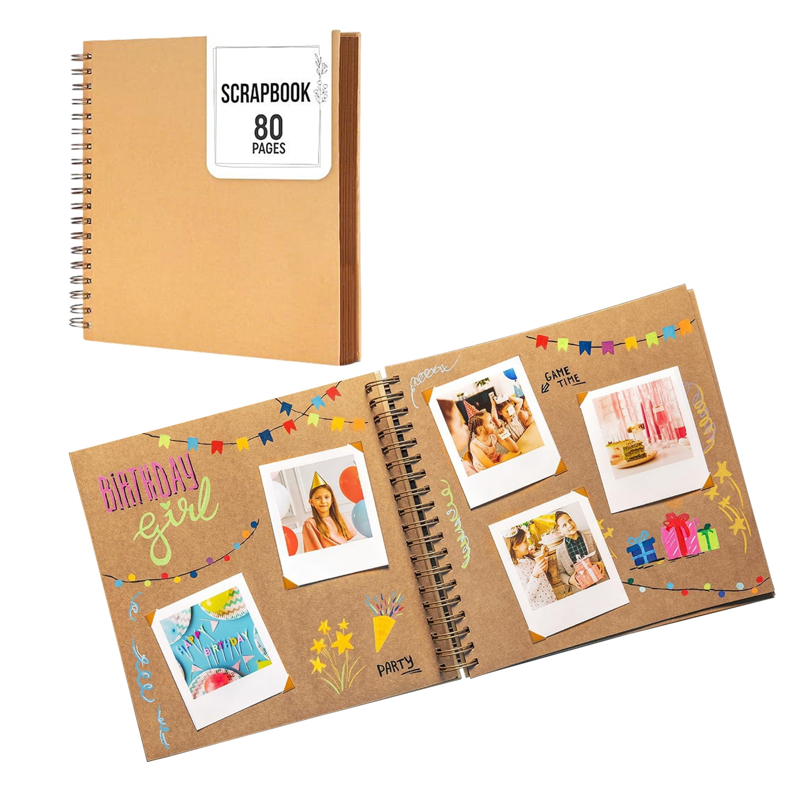 ZenCart 8/10-Inch Scrapbook Photo Album 80 Pages Spiral Bound DIY Hard Cover Spiral Wedding Travel Baby Shower Children Family Anniversary Picture Book