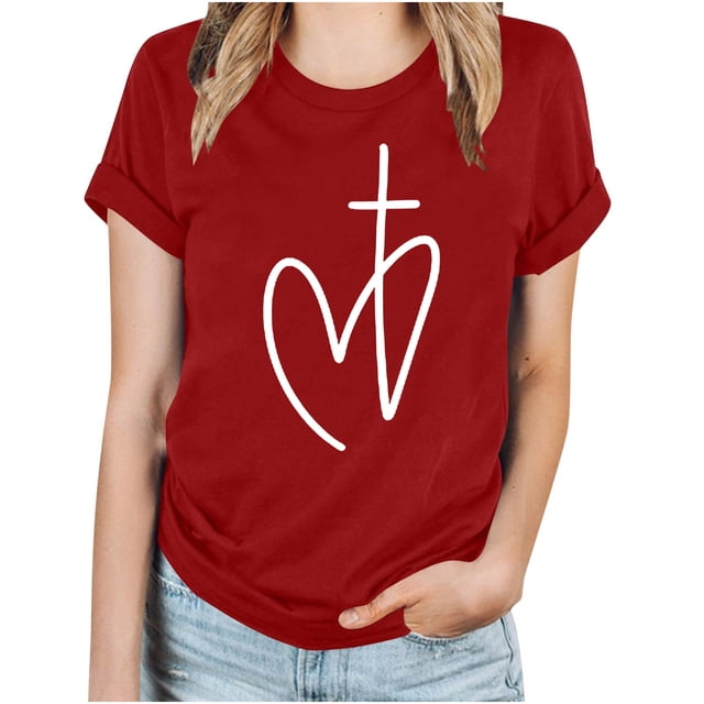 Blouses pour Femmes Hauts Imprimés Manches Courtes Blouse Col Rond T-Shirt Hauts