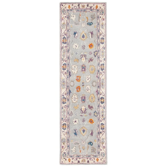 SAFAVIEH Anatolia Dalton Oriental Wool Runner Rug, Grey/Ivory, 2'3" x 8'