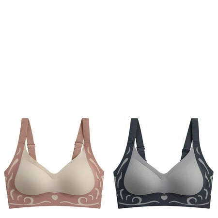 Wijhcboe 2 Pack Women s Woman s Sports Bra Comfortable And Sexy Transparent Women Bra Sexy Shoulder Strap Cordless Backless Low Back Sports Bra Spongeless With Convertible Shoulder Support Bras for