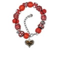 thumbnail image 2 of Delight Jewelry Two-tone Enamel Tiger Print Heart Red Paw Print Bead Bracelet, 7"+2", 2 of 4