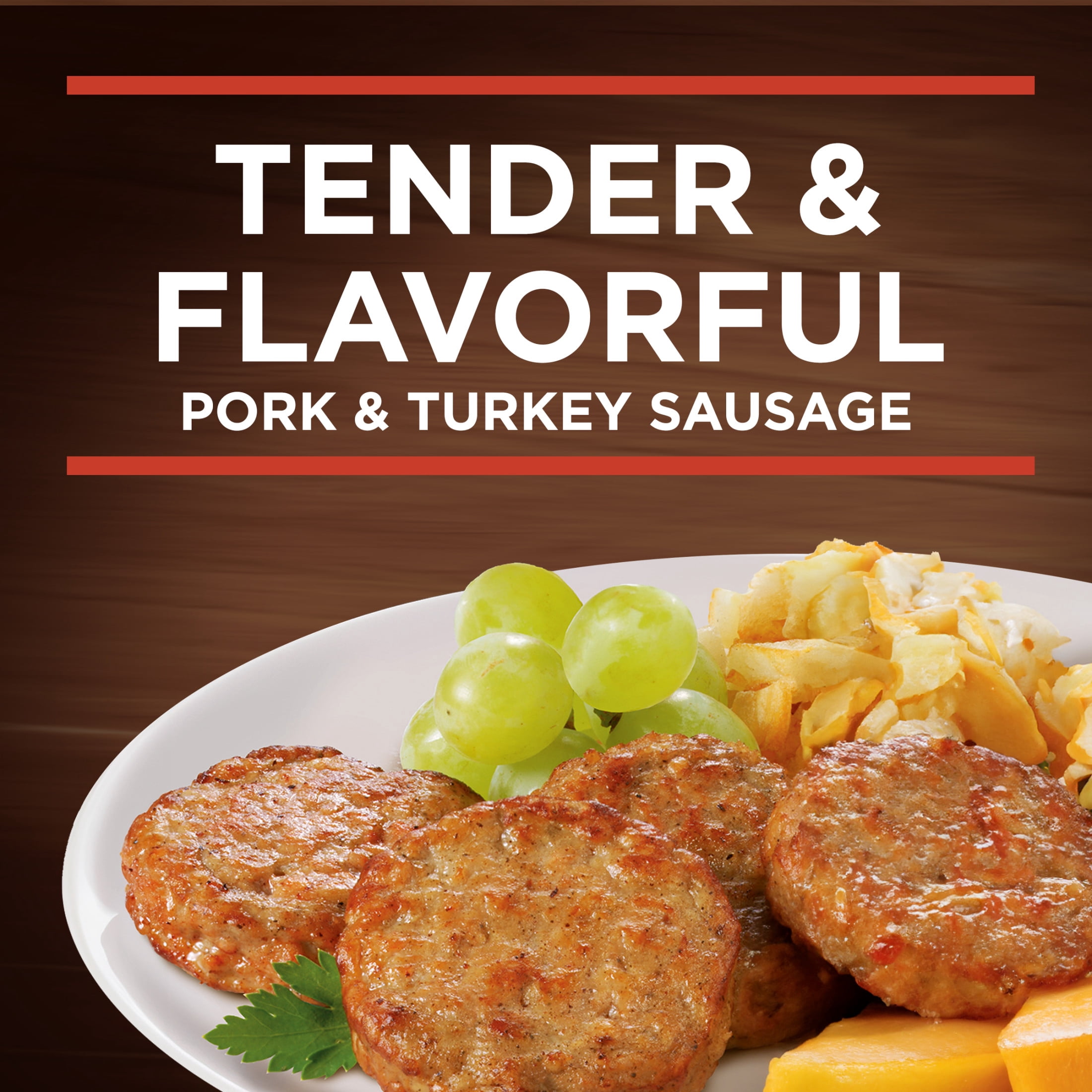 Banquet Brown'N Serve Original Fully Cooked Sausage Patties, 5g Protein per Serving, Frozen Breakfast, 32 oz.