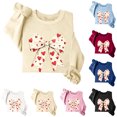 thumbnail image 4 of Fleece Womens Crewneck Sweatshirt Oversized Bow Print Pullover Tops Cute Heart Graphic Shirts Valentine's Day Long Sleeve Sweatshirts(Light Blue,XXL), 4 of 4