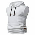 thumbnail image 1 of Men Casual Sports Sweatshirt Vest Plaid Texture Slim Fit Patchwork Sleeveless Hooded Tank Tops, 1 of 6