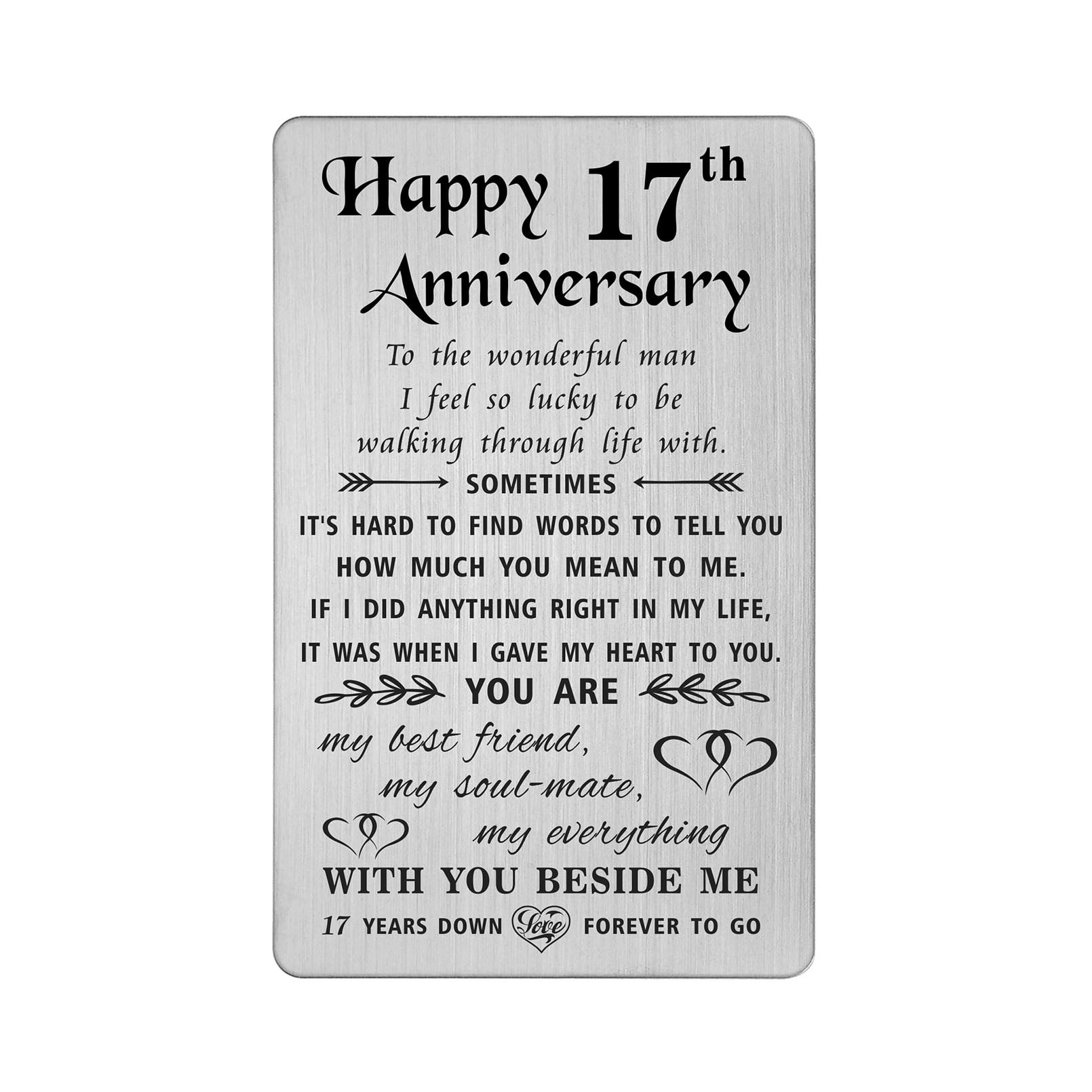Tanwih 17th Anniversary Gifts for Men Him Husband, Metal Wallet Card for Wedding Anniversary