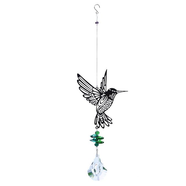 Hummingbird Atrapasueños de cristal para jardín, colgante de mariposa y colibrí, adorno, campanas de viento para fabricante de arcoíris, prismas para el hogar D